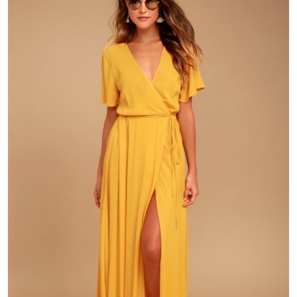 Beautiful sunny yellow maxi wrap dress.